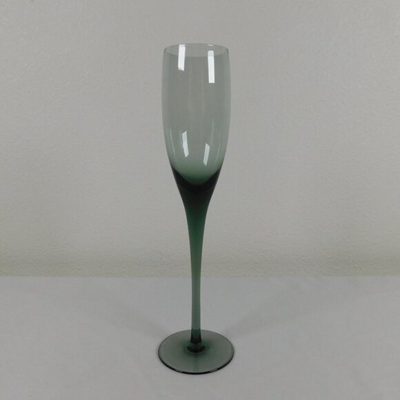 Sasaki Hampton Smoke Crystal Champagne Flute 10 1/2 in tall Smooth Stem - Picture 3 of 8